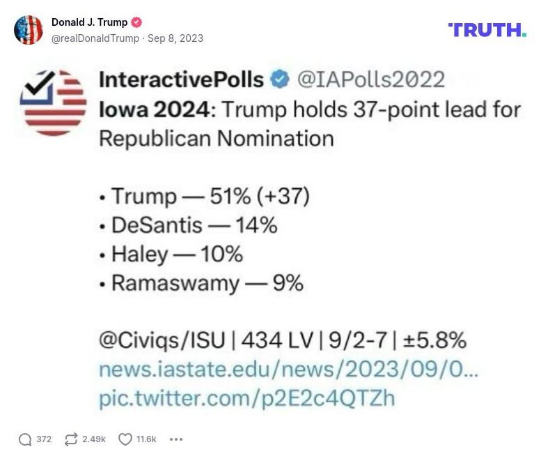 Post image from Donald Trump