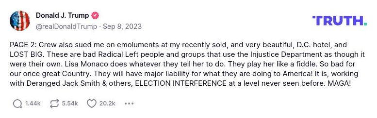 Post image from Donald Trump