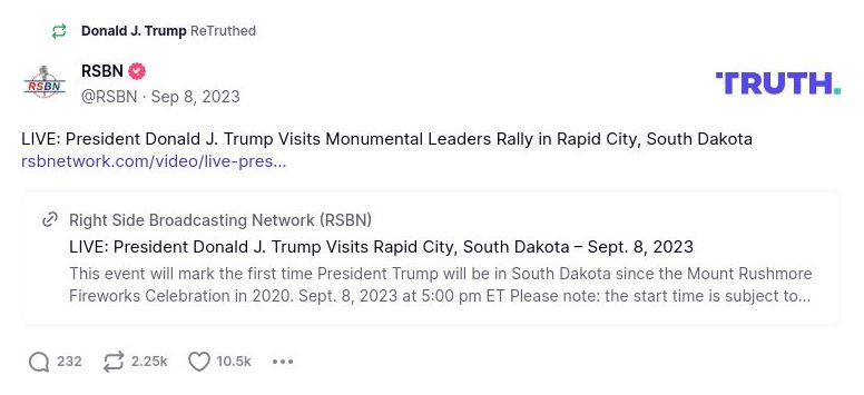 Post image from Donald Trump