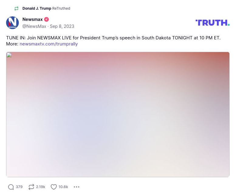 Post image from Donald Trump