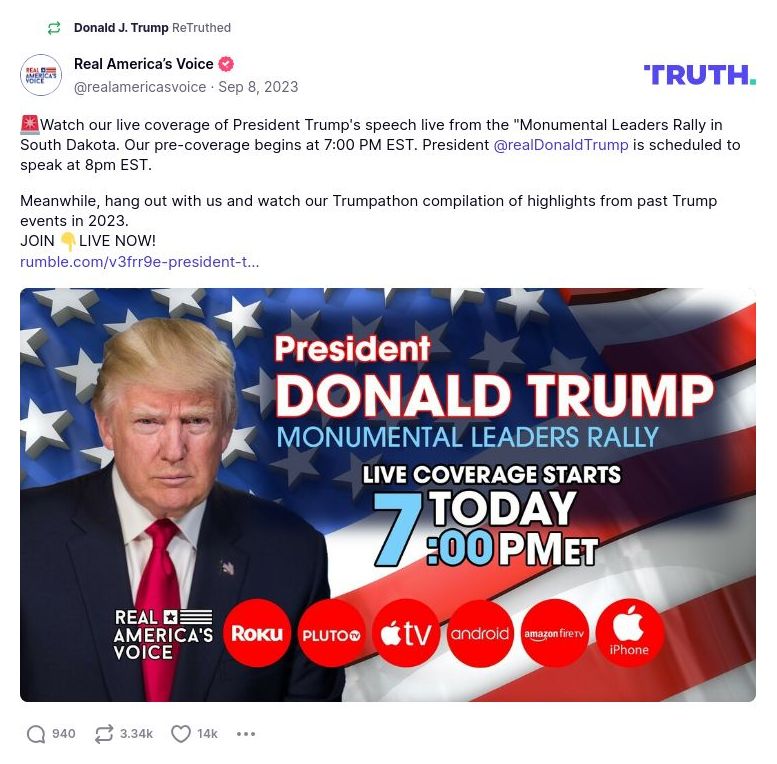 Post image from Donald Trump