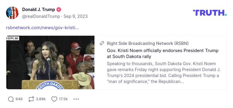 Post image from Donald Trump