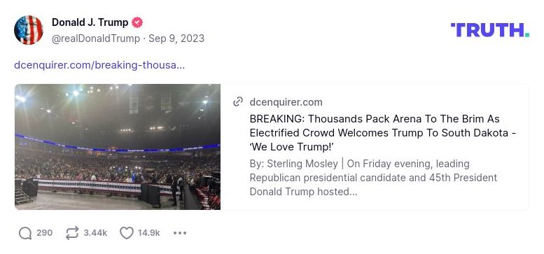 Post image from Donald Trump