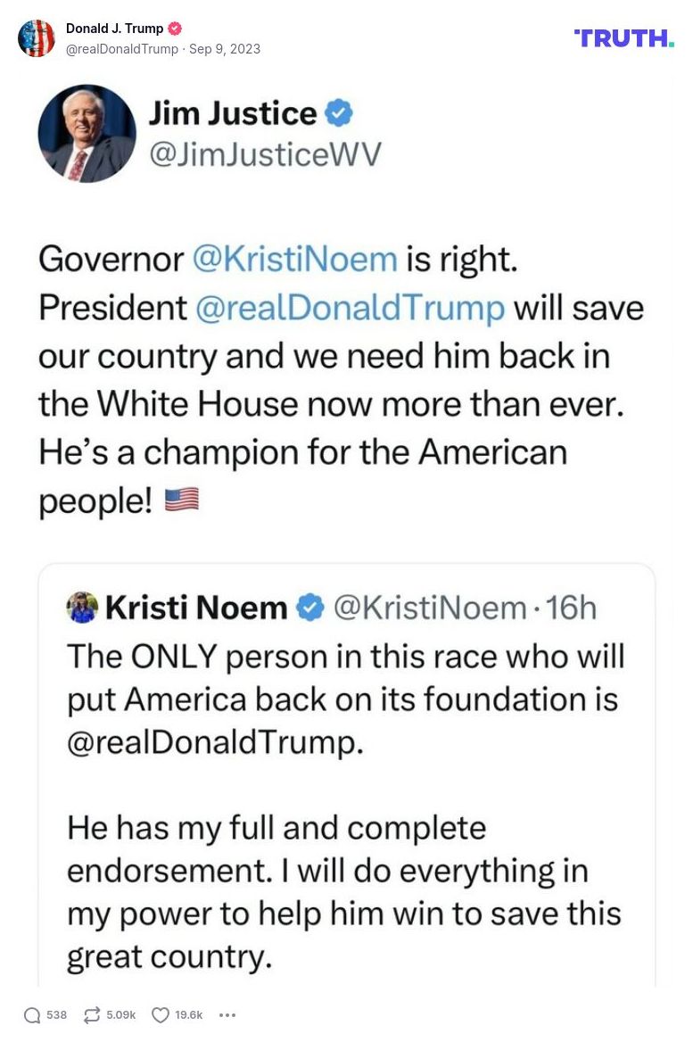 Post image from Donald Trump