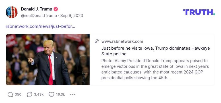 Post image from Donald Trump