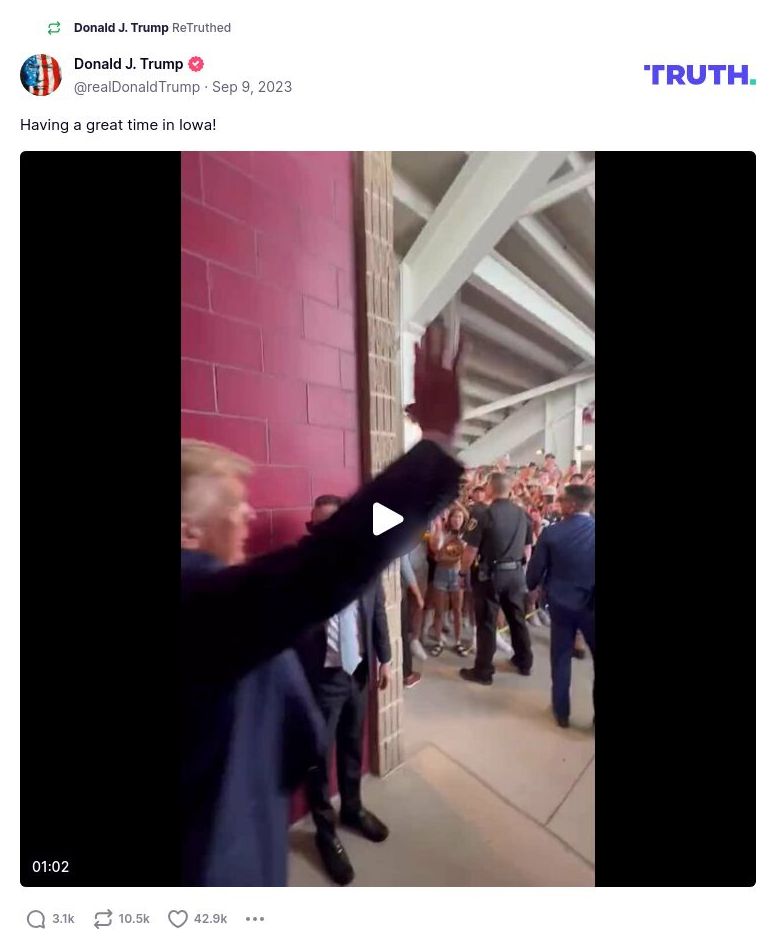 Post image from Donald Trump