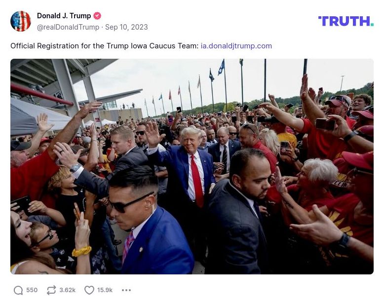 Post image from Donald Trump