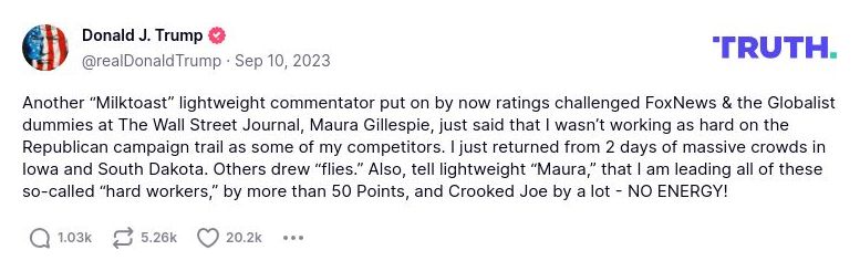 Post image from Donald Trump