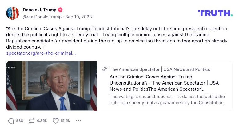 Post image from Donald Trump