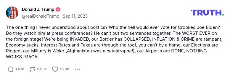 Post preview from Donald Trump