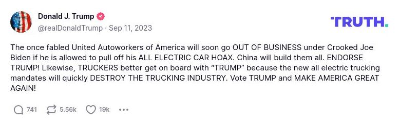 Post preview from Donald Trump