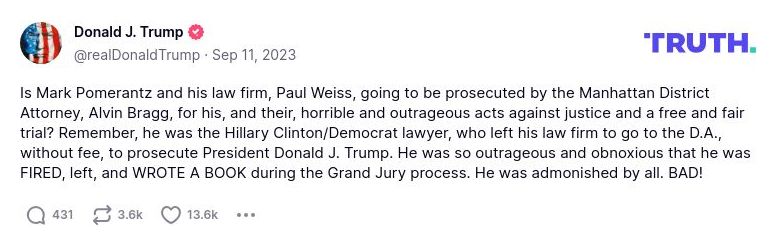 Post image from Donald Trump