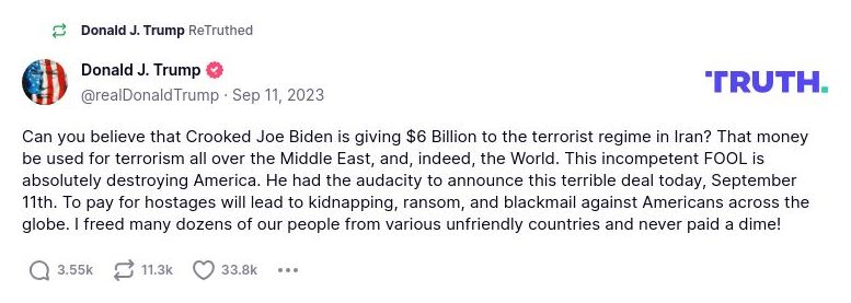 Post preview from Donald Trump