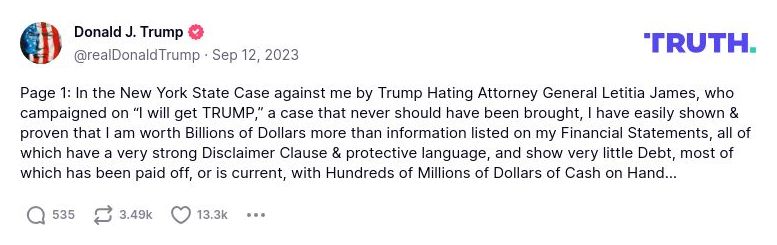 Post image from Donald Trump