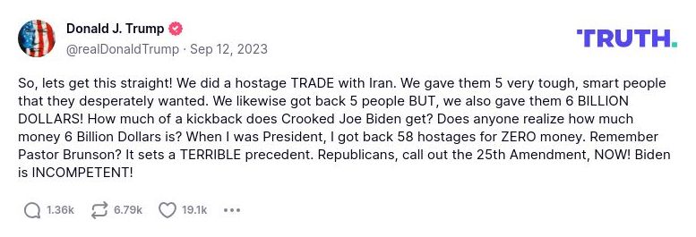 Post preview from Donald Trump