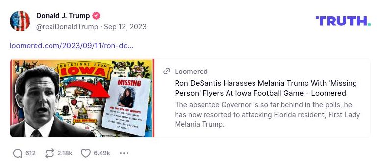 Post image from Donald Trump