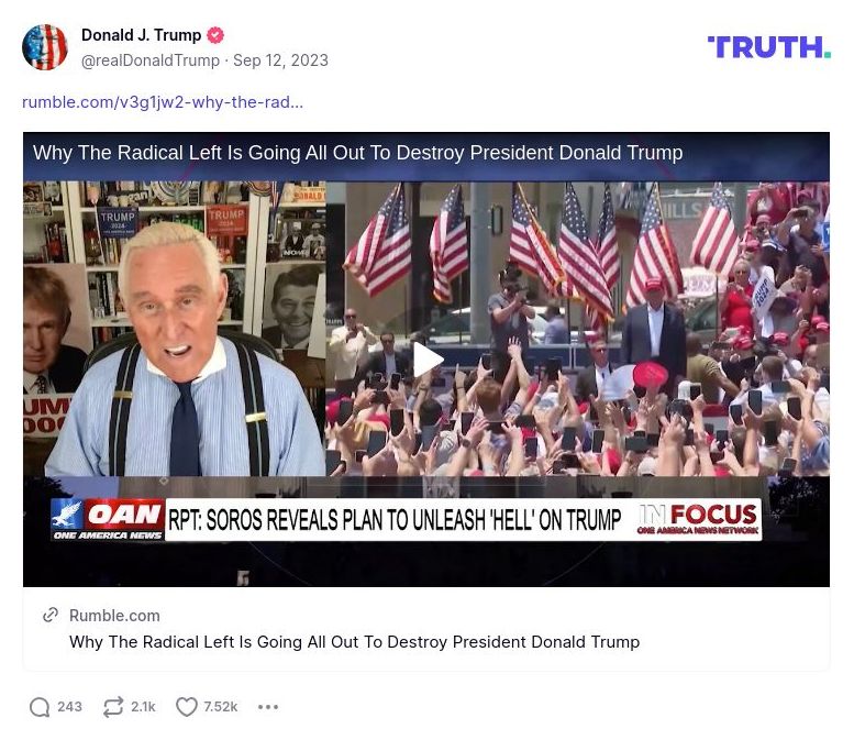 Post image from Donald Trump