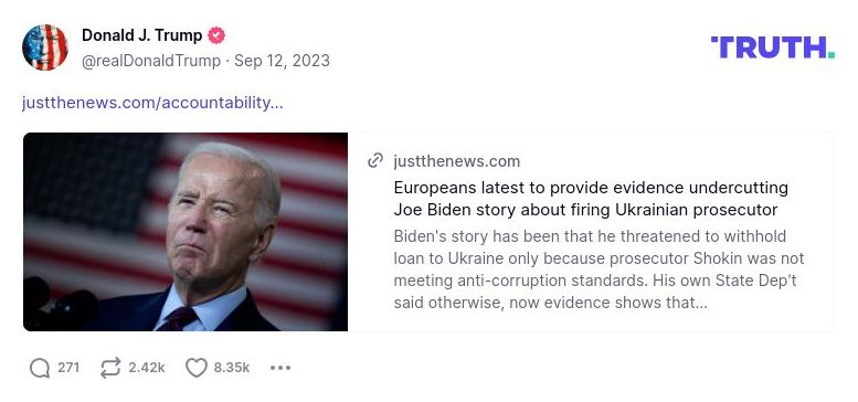 Post preview from Donald Trump