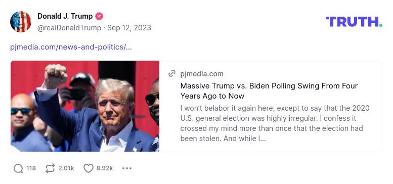 Post image from Donald Trump