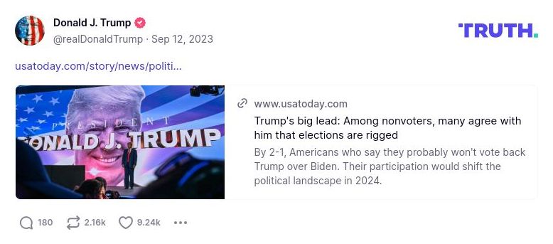 Post image from Donald Trump