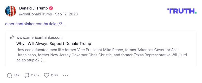 Post image from Donald Trump