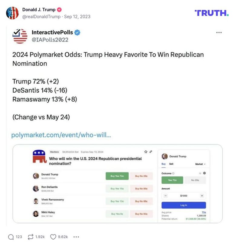 Post image from Donald Trump