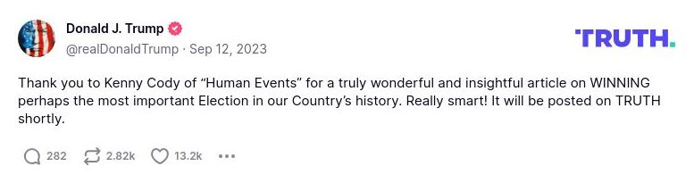 Post image from Donald Trump