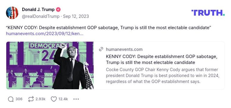 Post image from Donald Trump