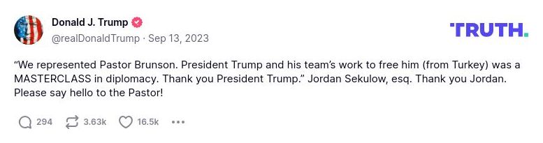 Post image from Donald Trump