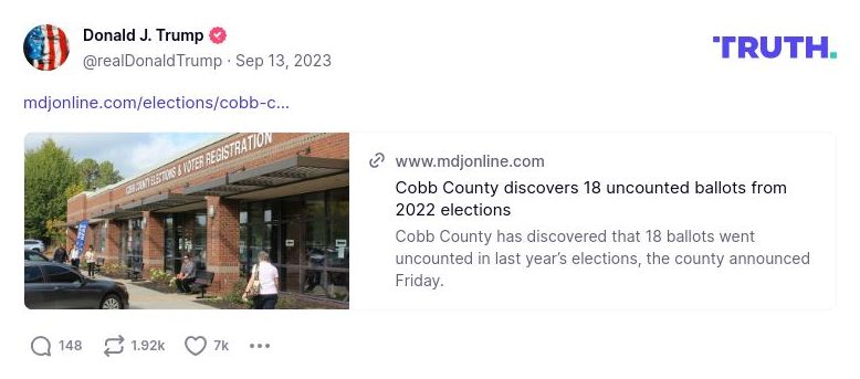 Post image from Donald Trump