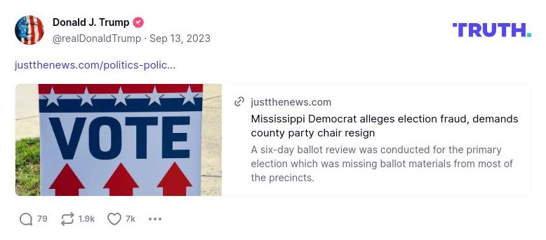 Post image from Donald Trump