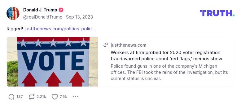 Post image from Donald Trump