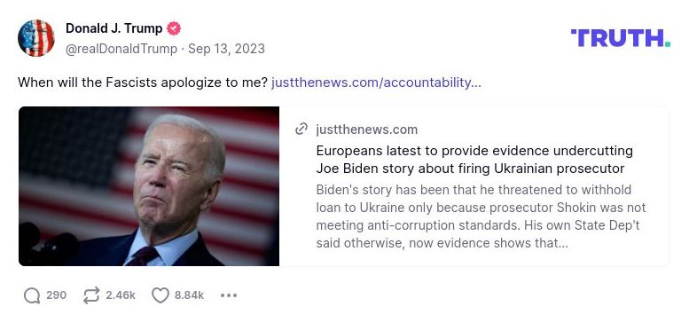 Post preview from Donald Trump