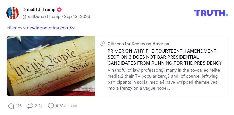 Post image from Donald Trump