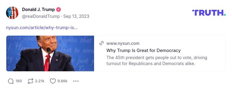 Post image from Donald Trump