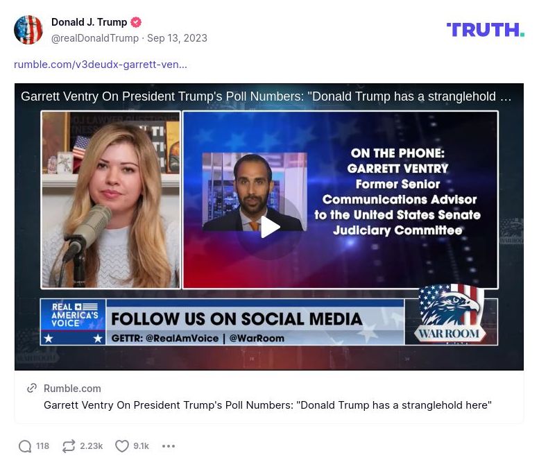 Post image from Donald Trump