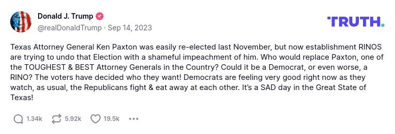 Post image from Donald Trump