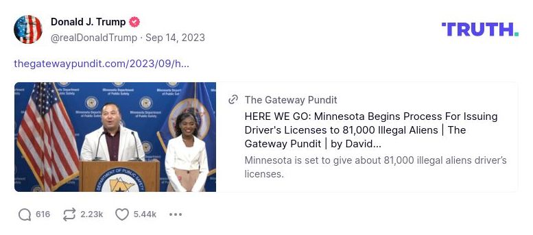 Post image from Donald Trump