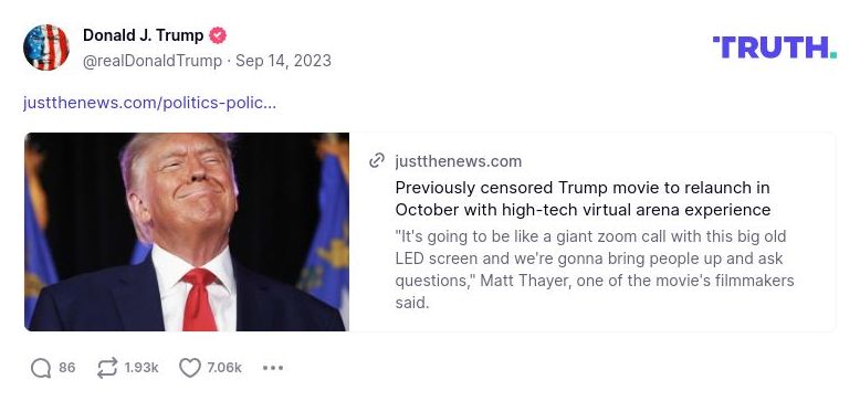 Post image from Donald Trump