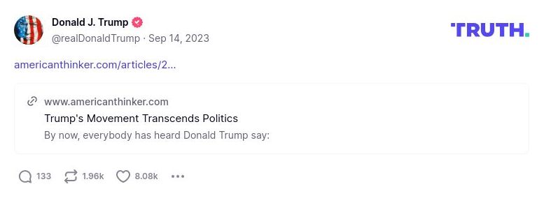 Post image from Donald Trump