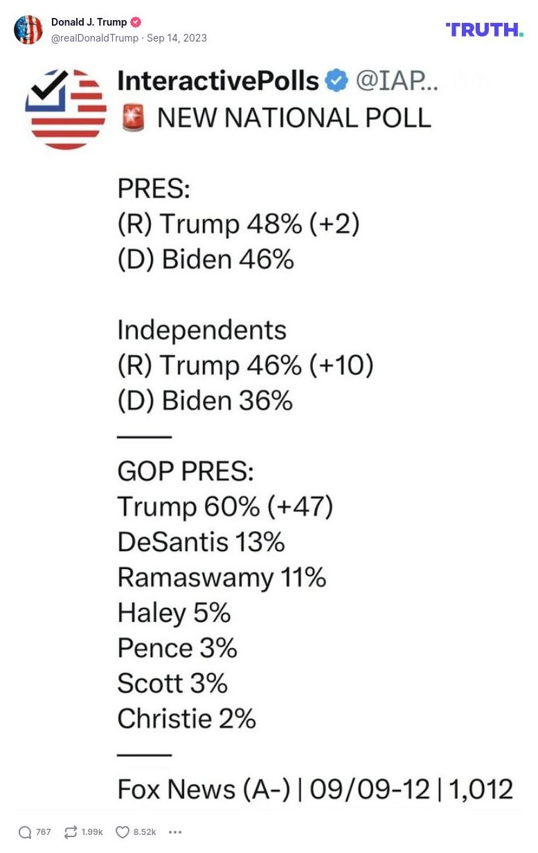 Post image from Donald Trump