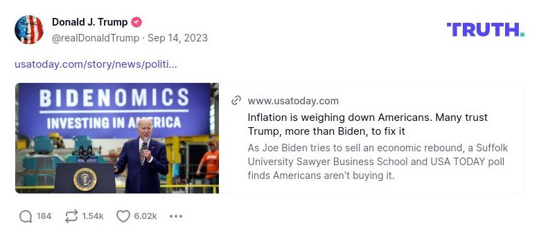 Post image from Donald Trump