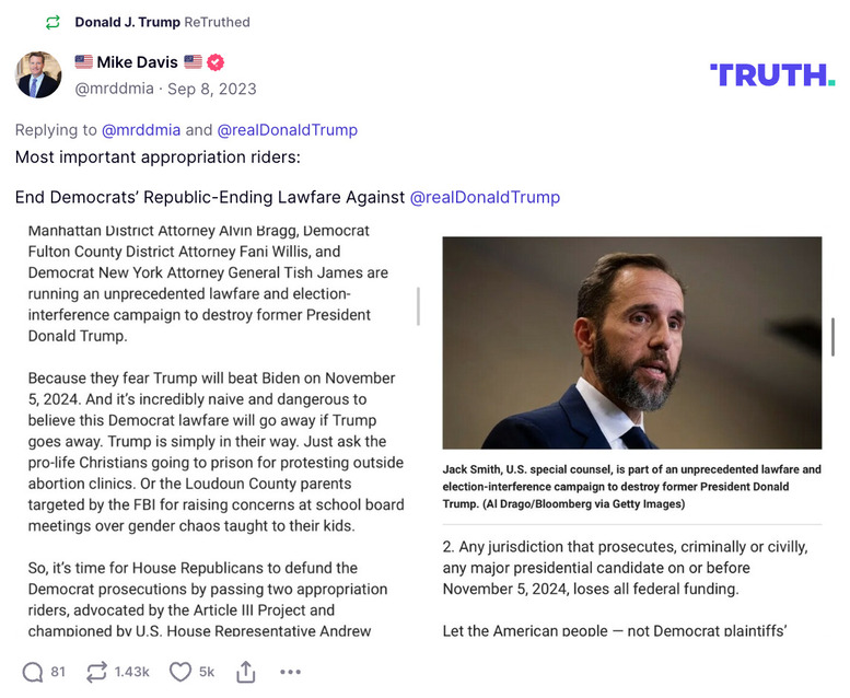 Post image from Donald Trump