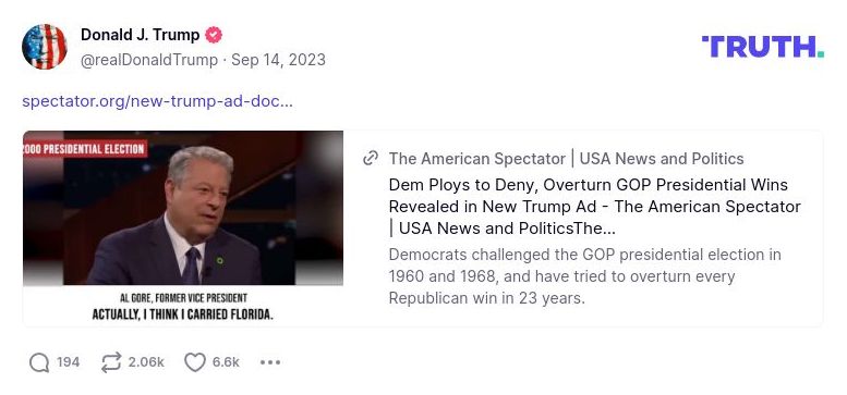 Post image from Donald Trump