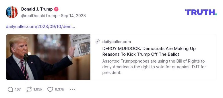 Post image from Donald Trump