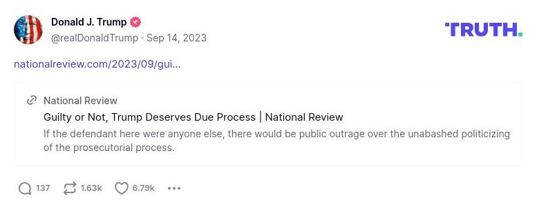 Post image from Donald Trump