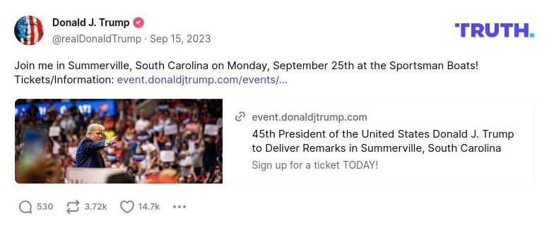 Post image from Donald Trump