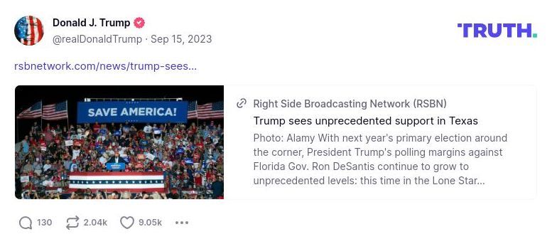 Post image from Donald Trump