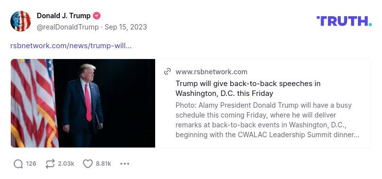 Post image from Donald Trump