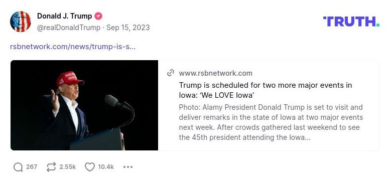 Post image from Donald Trump